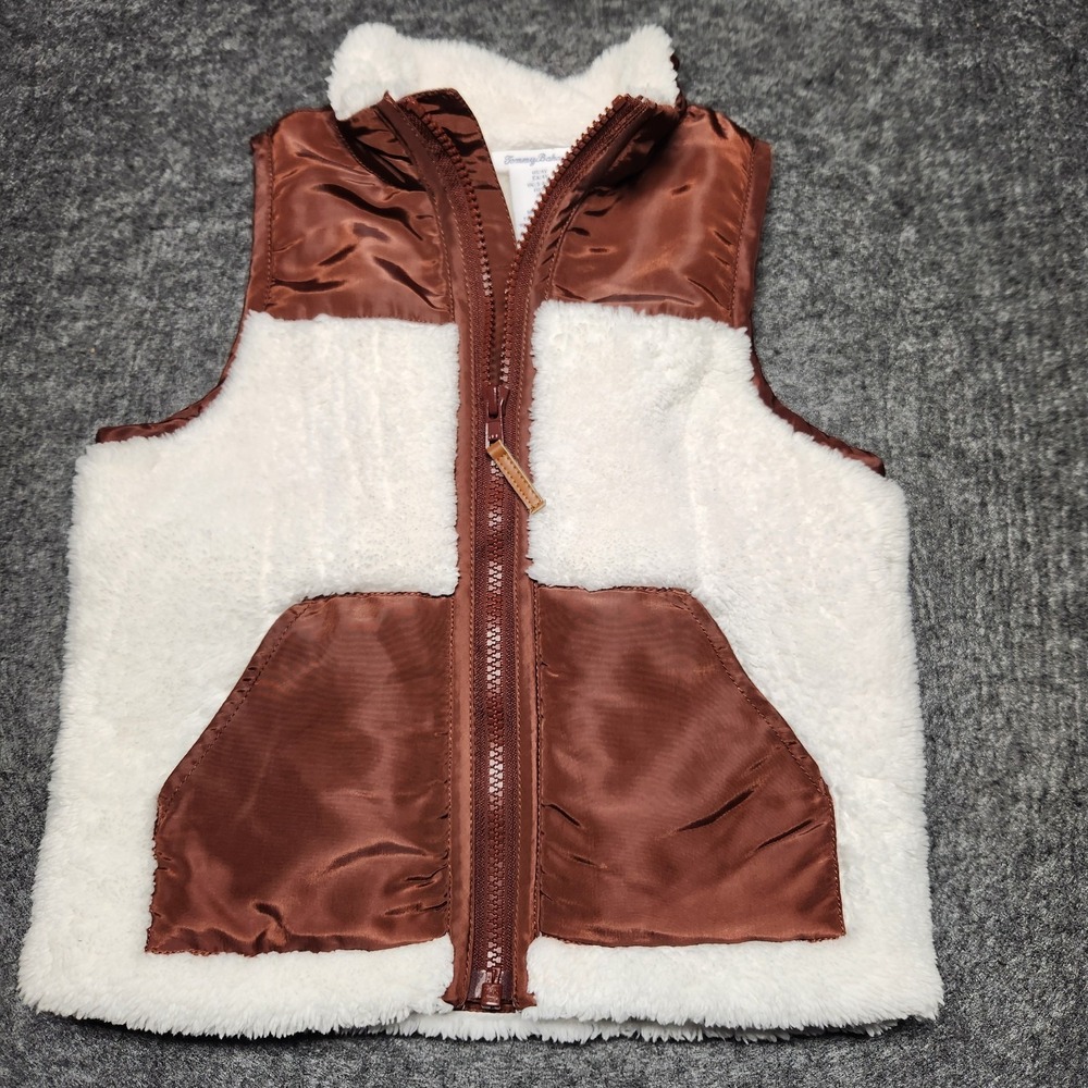 Tommy Bahama Toddlers Childs Fuzzy Sherpa Style Brown Vest Outerwear 4T Preppy